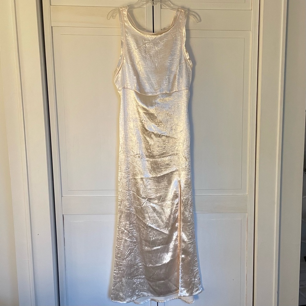Urban Outfitters Shimmering Cream Midi Dress